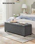 SONGMICS Dark Gray Storage Ottoman Bench, 100 cm