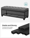 SONGMICS Dark Gray Storage Ottoman Bench, 100 cm