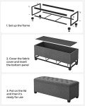 SONGMICS Dark Gray Storage Ottoman Bench, 100 cm