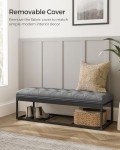 SONGMICS Dark Gray Storage Ottoman Bench, 100 cm