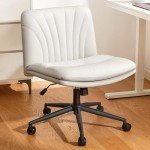 Light Beige Adjustable Armless Desk Chair with Wheels