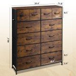 WLIVE 12-Drawer Tall Fabric Dresser in Rustic Brown
