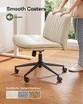 Light Beige Adjustable Armless Desk Chair with Wheels