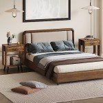 Rustic Nightstand Set of 2 with Fabric Drawers