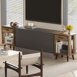 Rustic Nightstand Set of 2 with Fabric Drawers