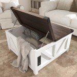 Farmhouse Lift Top Coffee Table with Storage & USB