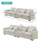 Modern Upholstered Sectional Sofa with Cup Holders