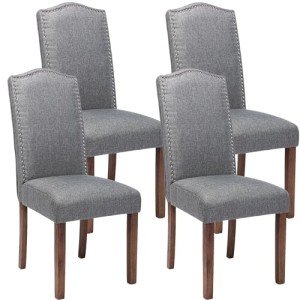 Set of 4 Smoky Grey Upholstered Dining Chairs