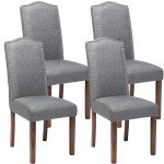 Set of 4 Smoky Grey Upholstered Dining Chairs