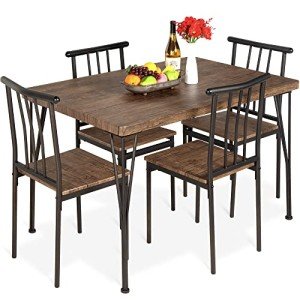 5-Piece Modern Metal and Wood Dining Set