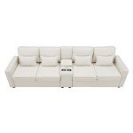 Modern Upholstered Sectional Sofa with Cup Holders