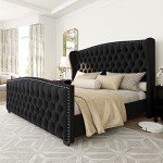 Luxurious King Size Velvet Upholstered Bed Frame
