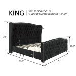 Luxurious King Size Velvet Upholstered Bed Frame