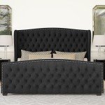 Luxurious King Size Velvet Upholstered Bed Frame