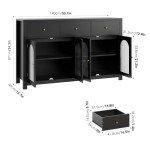 Black Farmhouse Buffet Cabinet with Storage and Drawers