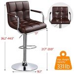 Modern Adjustable Brown Bar Stools Set of 2