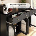 Black Farmhouse Buffet Cabinet with Storage and Drawers