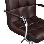 Modern Adjustable Brown Bar Stools Set of 2