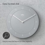 Braun Classic Quiet Quartz Wall Clock - 20cm Grey