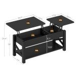 Rolanstar 47" Lift Top Coffee Table - Black