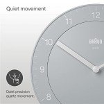 Braun Classic Quiet Quartz Wall Clock - 20cm Grey