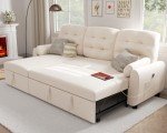 Beige Reversible Sleeper Sectional Sofa with Storage