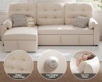 Beige Reversible Sleeper Sectional Sofa with Storage