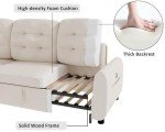 Beige Reversible Sleeper Sectional Sofa with Storage