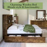 King Size Wooden Bed Frame with LED Headboard