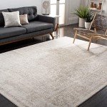 Ivory & Taupe 8' x 10' Distressed Area Rug