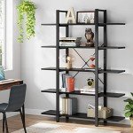 Vintage Industrial 5-Tier Bookshelf - 72” Tall