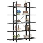 Vintage Industrial 5-Tier Bookshelf - 72” Tall