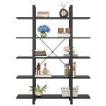Vintage Industrial 5-Tier Bookshelf - 72” Tall