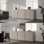 SICOTAS Modern White Buffet Cabinet with Storage