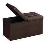 30-Inch Brown Folding Storage Ottoman Bench