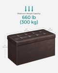 30-Inch Brown Folding Storage Ottoman Bench