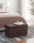 30-Inch Brown Folding Storage Ottoman Bench