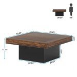 Tribesigns Square LED Coffee Table in Rustic Brown