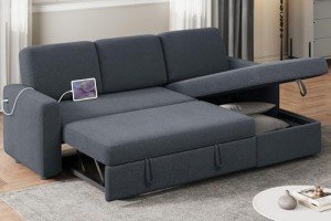 Yaheetech L-Shaped Sofa with Pull-Out Bed