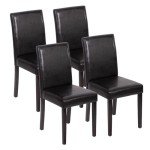 Set of 4 Black PU Leather Dining Chairs