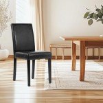 Set of 4 Black PU Leather Dining Chairs