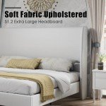 PaPaJet King Upholstered Bed Frame with Tall Headboard