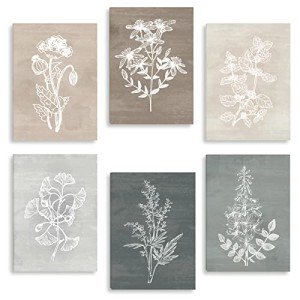 Botanical Plant Canvas Wall Art Set of 6