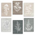 Botanical Plant Canvas Wall Art Set of 6