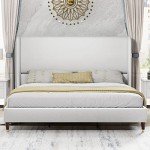 PaPaJet King Upholstered Bed Frame with Tall Headboard