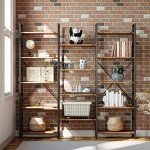 Triple Wide 5-Tier Industrial Bookshelf with Metal Frame