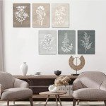 Botanical Plant Canvas Wall Art Set of 6