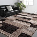 Modern Geometric 5x8 Area Rug in Chocolate
