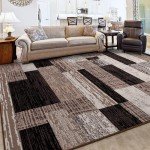 Modern Geometric 5x8 Area Rug in Chocolate