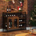 Rustic Brown Wine Bar Cabinet with Removable Bottle Holder